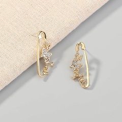 Fashion Geometric Paper Clip Bow Knot Alloy Plating Artificial Rhinestones Earrings 1 Pair