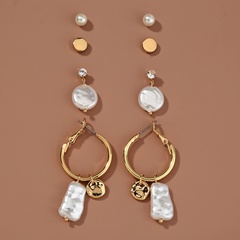 Fashion Geometric Imitation Pearl Alloy Plating Inlaid Pearls Artificial Rhinestones Earrings