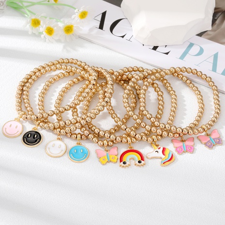 Women'S Fashion Simple Style Rainbow Unicorn Smiley Face Alloy Resin Bracelets Beaded Bracelets & Bangles's discount tags