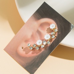 Elegant Alloy Flowers Ear Studs Selfie Electroplating Rhinestone Clip&Cuff Earrings 1 Piece