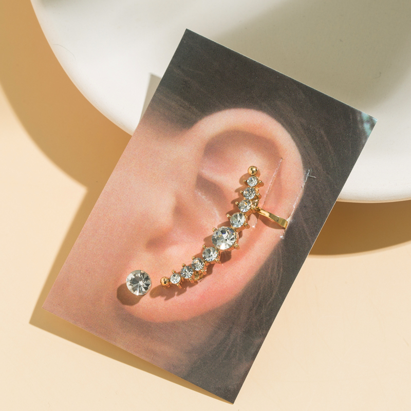 Elegant Alloy Flowers Ear Studs Selfie Electroplating Rhinestone ClipCuff Earrings 1 Piecepicture1