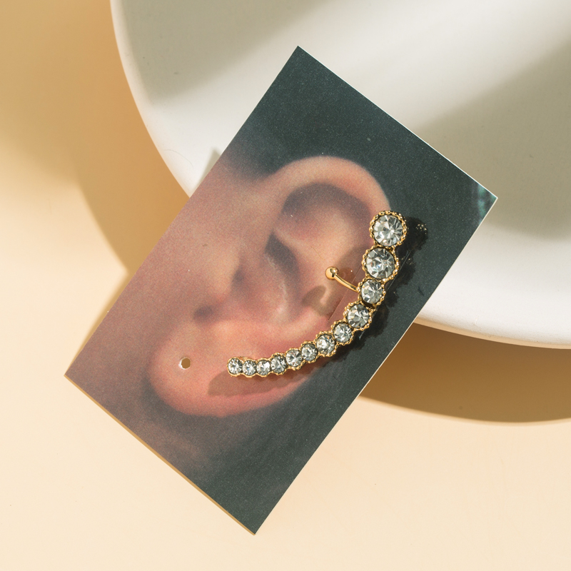 Elegant Alloy Flowers Ear Studs Selfie Electroplating Rhinestone ClipCuff Earrings 1 Piecepicture4