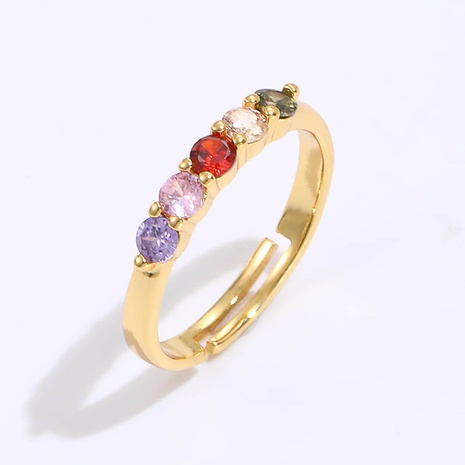 Unisex Fashion Colorful Copper Zircon Plating Inlaid Zircon Copper Rings's discount tags