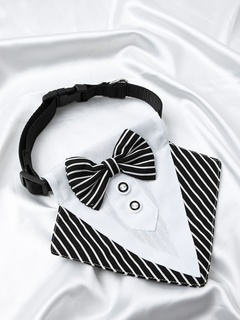 Mode Kreative Hund Gestreift Weiß Schwarz Bogen Schal Speichel Handtuch