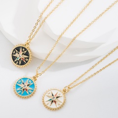 Retro Alloy Compass Necklace Daily Electroplating Copper Necklaces 1 Piece