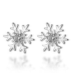 Women'S Fashion Snowflake Brass Ear Studs Plating Zircon Stud Earrings 1 Set