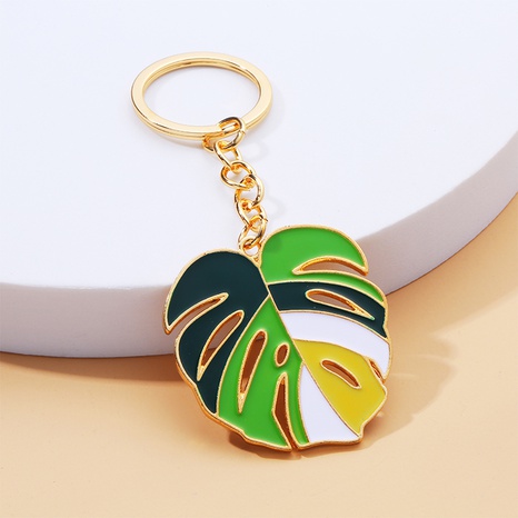Nordic Style Back of Turtle Leaves Keychain Pendant Hollow Leaves Metal Keychains Accessories's discount tags