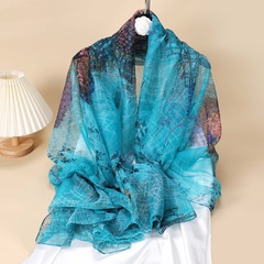 Elegant Multicolor Satin Printing Silk Scarves