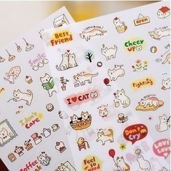 Creative Stationery Cute Cartoon Cat Diary Book Decoration Adhesive Sticker
