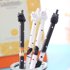 Student Stationery Beating Cat Tail Cute Cat Gel Pen Full Needle Tube 0.38mm Black Signature Pen