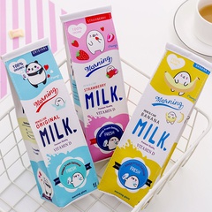 Bolsa de papelería de gran capacidad simple de niña con patrón de leche linda de dibujos animados