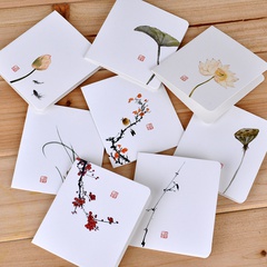 Creative Chinese Style Greeting White Simple Message DIY Folding Blessing Card