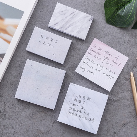 Papelería coreana personalizada creativa textura de mármol notas adhesivas pequeño descascarillable cuaderno mensaje nota pegatina's discount tags