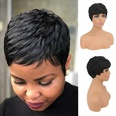 Frauen schwarze kurze Haare Percke Chemiefaser Kopfbedeckung Grohandelpicture12