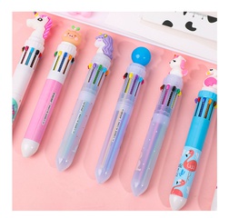 Cute Cartoon Multi-Functional Ten-Color in-One Retractable Push-Type Ballpoint Pen