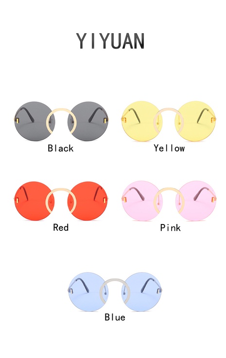 Unisex Fashion Geometric Ac Round Frame Metal Sunglasses's discount tags