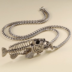 Retro Fish Bone Alloy Plating Pendant Necklace 1 Piece