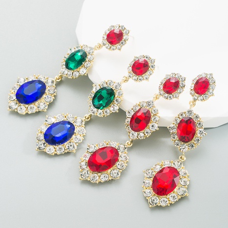 Fashion Geometric Alloy Inlay Artificial Gemstones Rhinestone Drop Earrings's discount tags