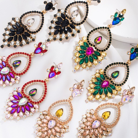 Fashion Water Droplets Alloy Hollow Out Inlay Rhinestone Drop Earrings's discount tags
