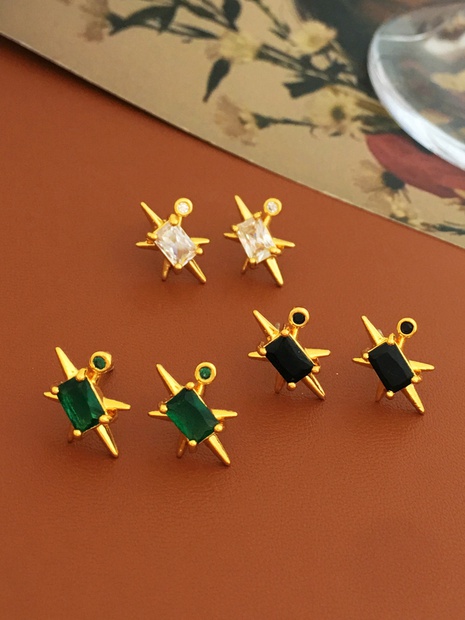 Retro Star Copper Earrings Plating Zircon Copper Earrings's discount tags