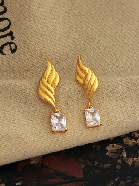 Fashion Leaf Square Copper Earrings Plating Zircon Copper Earrings's discount tags