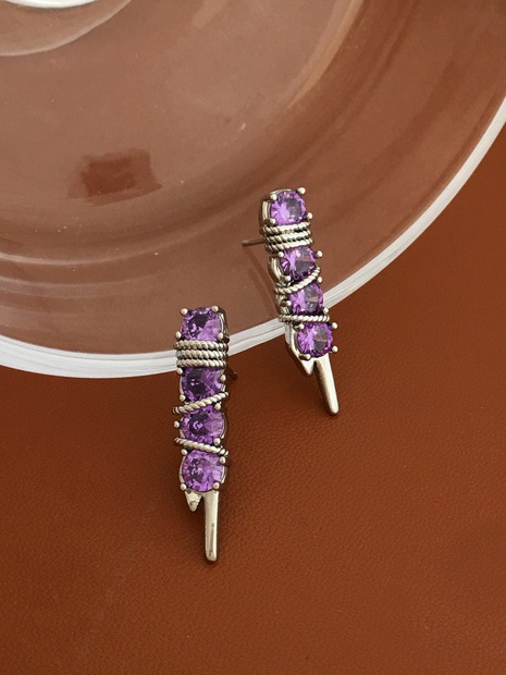 Fashion Geometric Stripe Copper Earrings Inlay Zircon Copper Earrings's discount tags