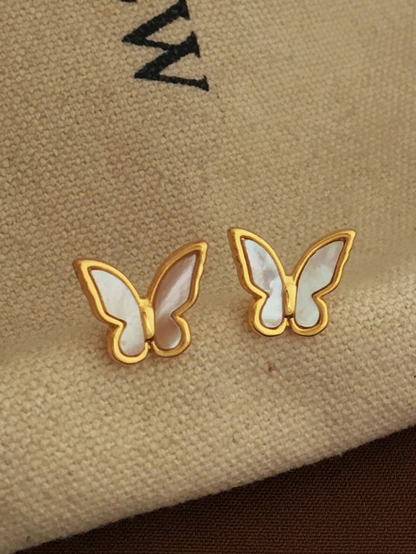 Fashion Butterfly Copper Earrings Plating Shell Copper Earrings's discount tags
