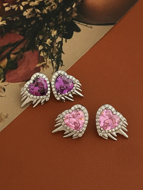 Fashion Heart Shape Copper Earrings Inlay Zircon Copper Earrings's discount tags