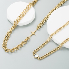 Mode Kreuzen Stern Titan Stahl Halskette Spleißen Überzug Strass Edelstahl Halsketten