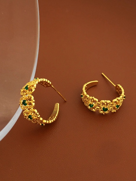 Retro Geometric Copper Hoop Earrings Plating Zircon Copper Earrings's discount tags