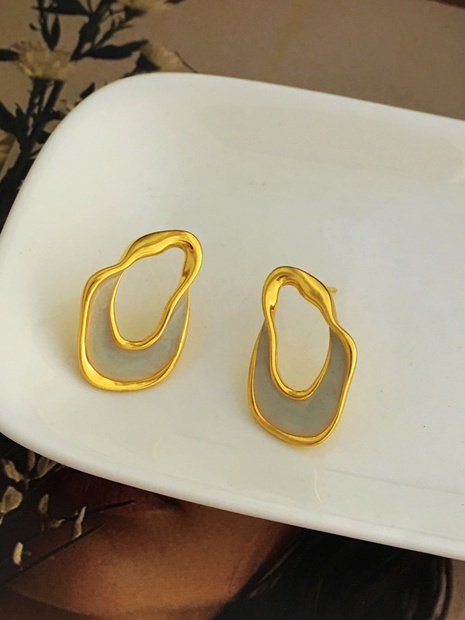 Retro Irregular Geometric Copper Earrings Enamel Plating Copper Earrings's discount tags