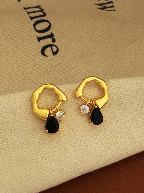 Retro Geometric Copper Earrings Plating Glass Zircon Copper Earrings's discount tags