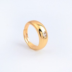 Simple Style Round Copper Open Ring Plating Zircon Copper Rings