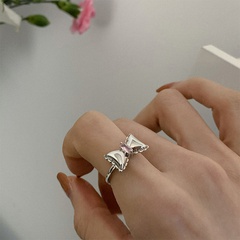 Mode Bogenknoten Kupfer Offener Ring Überzug Künstlicher Diamant Kupfer Ringe