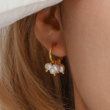 Elegant C Shape Metal Plating Artificial Pearls Ear Studs's discount tags