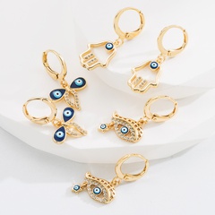 Fashion Devil'S Eye Hand Of Fatima Copper Drop Earrings Zircon Copper Earrings