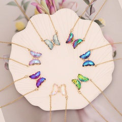 Elegant Schmetterling Rostfreier Stahl Halskette Überzug Glas Edelstahl Halsketten