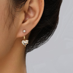 Simple Style Heart Shape Copper Ear Studs Plating Inlay Zircon Copper Earrings 1 Pair