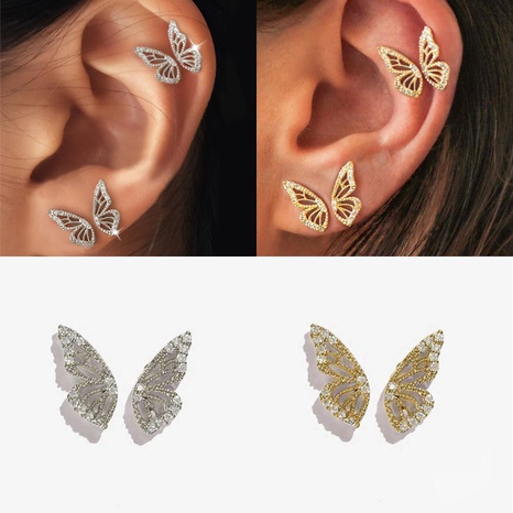 Élégant Papillon Le Cuivre Boucles D'Oreilles Incruster Zircon Boucles D'oreilles en cuivre's discount tags