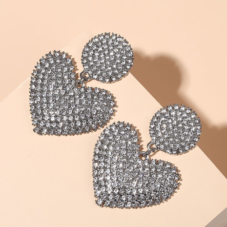 Lady Heart Shape Alloy Diamond Artificial Gemstones Earrings's discount tags