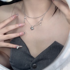 Fashion Cross Heart Shape Alloy Plating Zircon Necklace