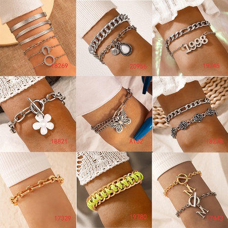 Retro Water Droplets Flower Butterfly Alloy Plating Bracelets's discount tags