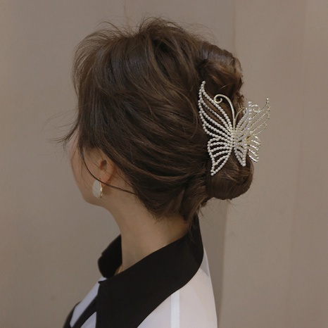 Mode Schmetterling Legierung Strass Perle Überzug Haarkrallen's discount tags