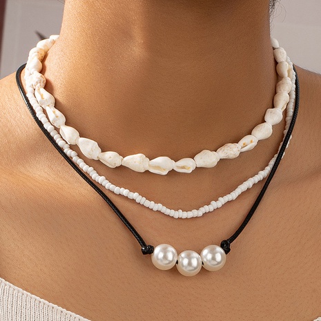 Simple Style Pearl Alloy Shell Splicing Necklace's discount tags