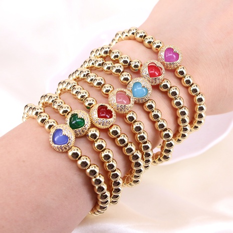 Simple Style Heart Shape Copper Bracelets Gold Plated Zircon Copper Bracelets's discount tags
