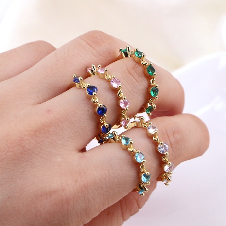 Simple Style Round Copper Open Ring Inlay Zircon Copper Rings's discount tags