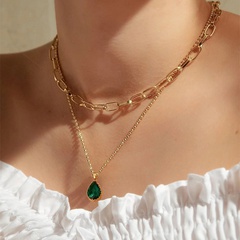 Vintage-Stil Wassertropfen Kupfer Halskette Überzug Zirkon Kupfer Halsketten 1 Stück