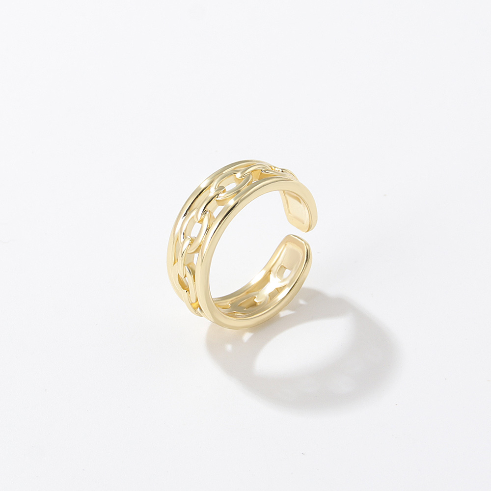 Einfacher Stil Kupfer Offener Ring berzug Aushhlen Kupfer Ringepicture3