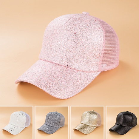 Unisex Simple Style Solid Color Sequin Curved Eaves Baseball Cap's discount tags