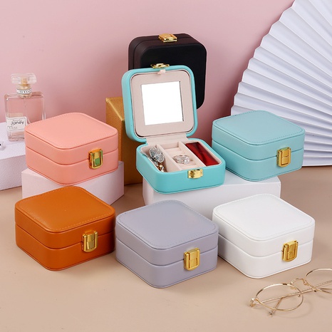 Fashion Solid Color Geometric Suede Jewelry Boxes's discount tags